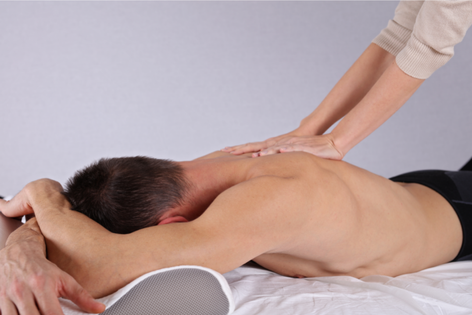 Man having sport massage. Relaxation, Chiropractic, osteopathy concept